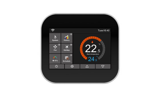 Bezpieczny termostat WiFi dla inteligentnego domu z ochroną dzieci przed zamykaniem i mrozem.