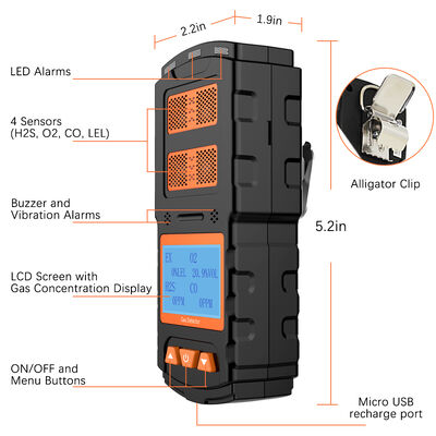 Dobra cena. Wszechstronny monitor gazu 4 w 1 do kanalizacji, górnictwa, przemysłu naftowego i laboratoriów | Przenośny detektor wycieku gazu LEL O2 H2S CO o wysokiej czułości w Internecie