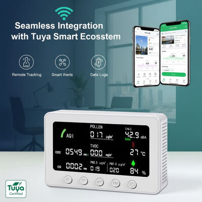 CE FCC Certified OEM ODM Smart Tuya 10-w-1 Detektor IAQ PM1.0/PM2.5/CO2/CO/TVOC/POLLEN/AQI Monitor z RS485